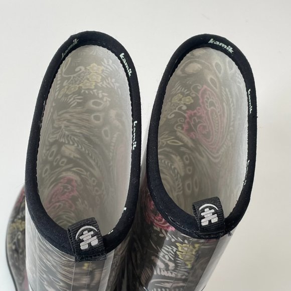 EUC- Kamik Gray Paisley Rain Boots Size 9 - Picture 7 of 13